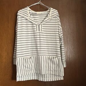 a new day White and Black Striped Tunic